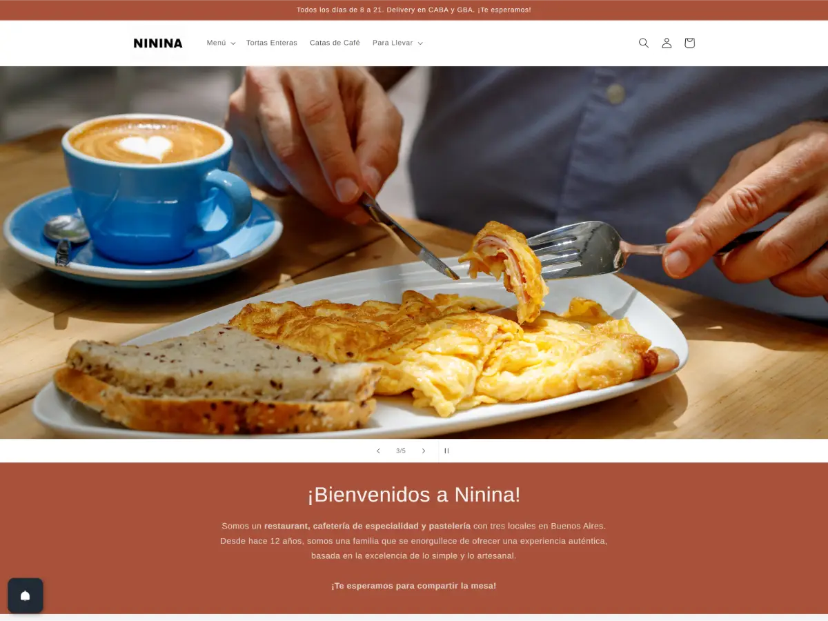 Sitio web para cafetería Ninina